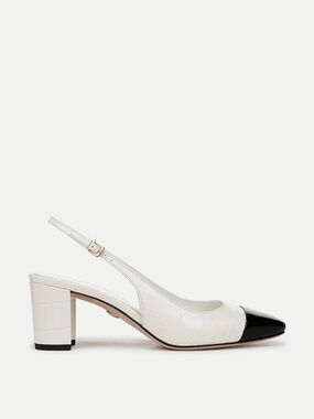 New Veronica Beard Cecile Croc Embossed Cap Toe Slingback Pump Sz 9.5